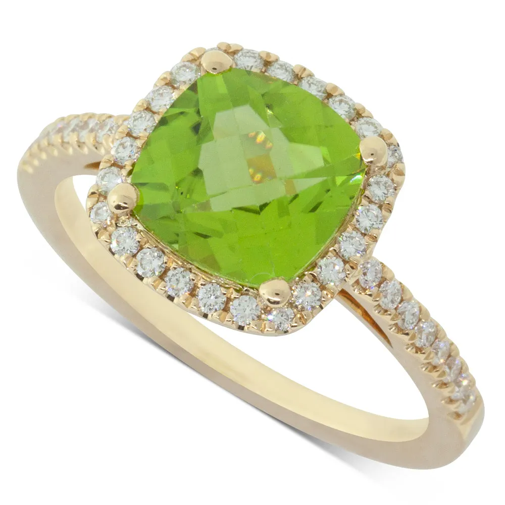 18ct Yellow Gold Peridot & Diamond Ring
