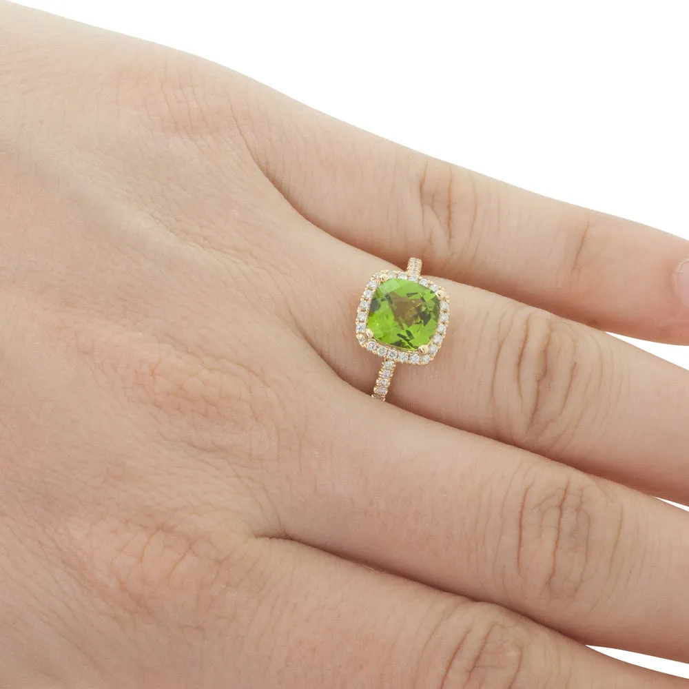 18ct Yellow Gold Peridot & Diamond Ring