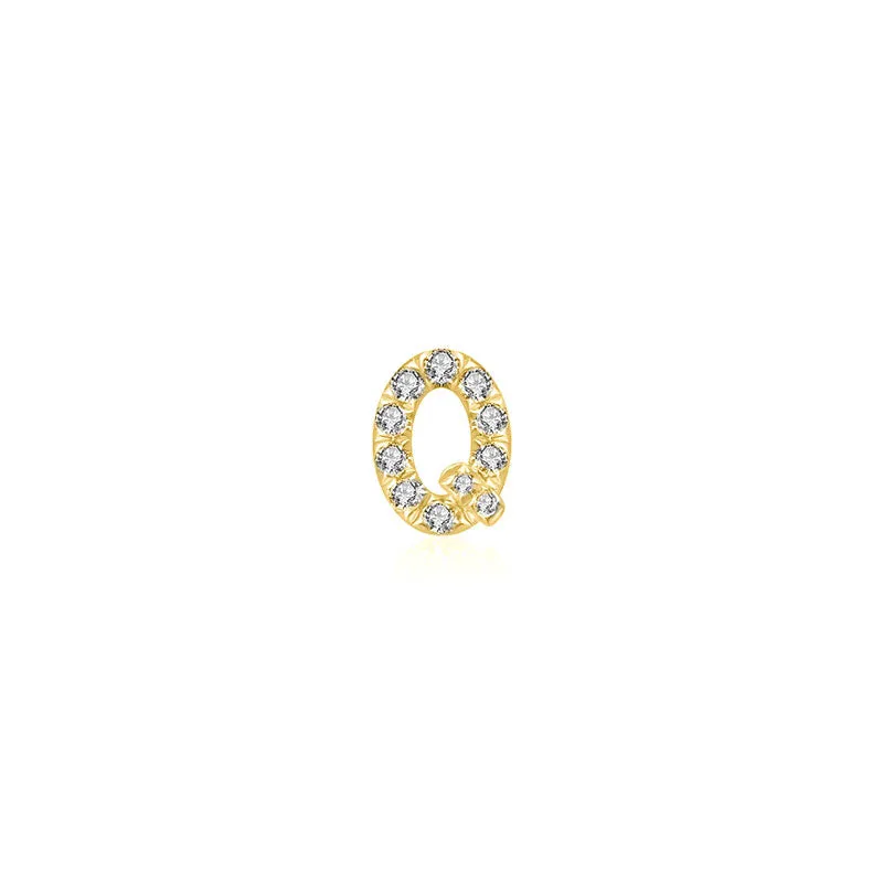 18k Gold Initial Letter "Q" Diamond Pendant