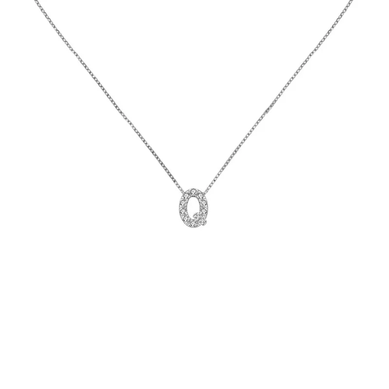 18k Gold Initial Letter "Q" Diamond Pendant