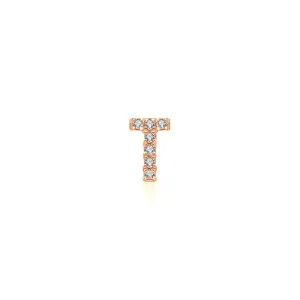 18k Gold Initial Letter "T" Diamond Pendant