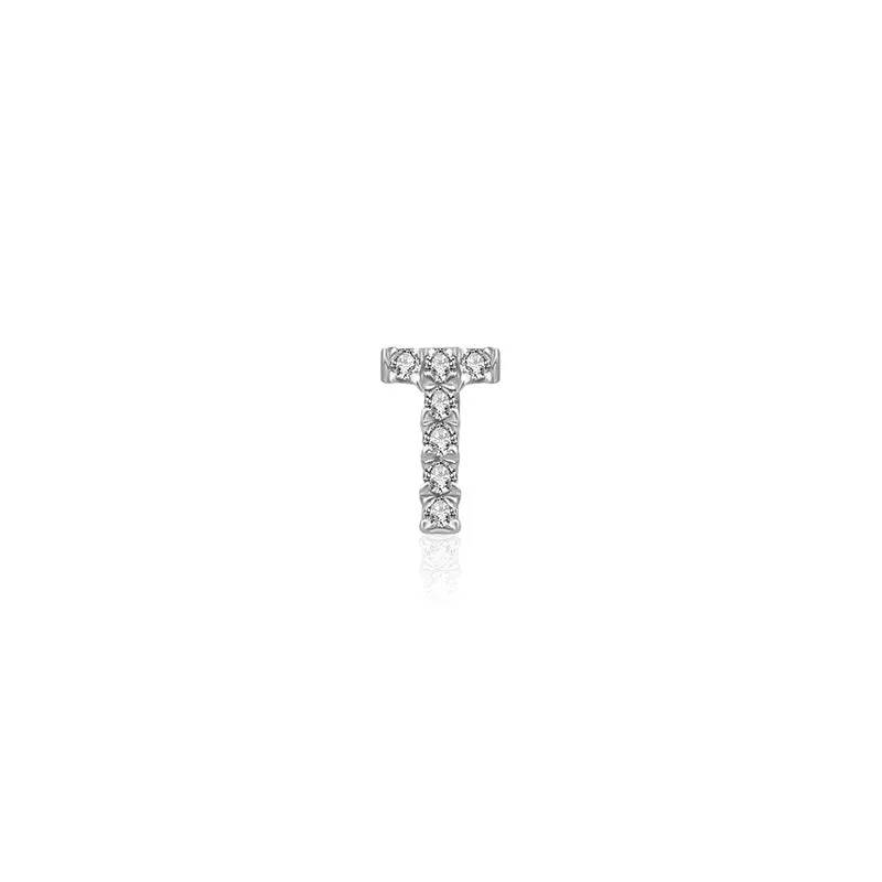 18k Gold Initial Letter "T" Diamond Pendant