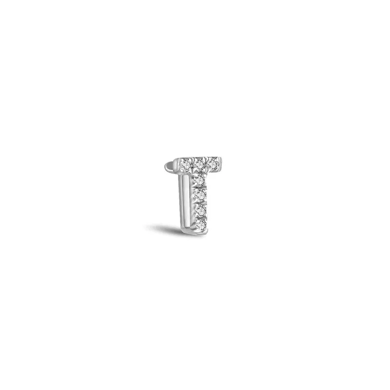 18k Gold Initial Letter "T" Diamond Pendant