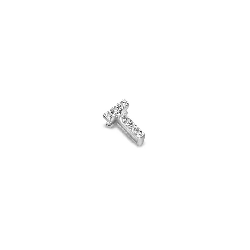 18k Gold Initial Letter "T" Diamond Pendant