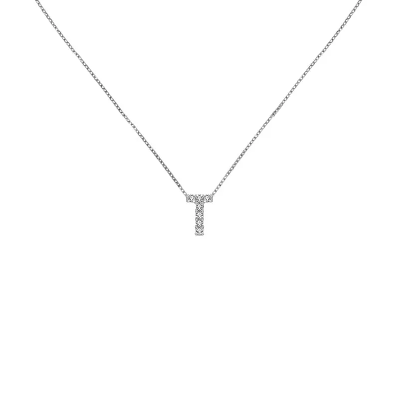 18k Gold Initial Letter "T" Diamond Pendant