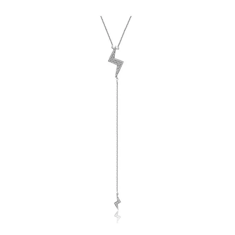 18k Gold Lightning Bolt Dangling Diamond Necklace