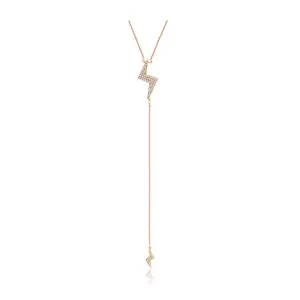 18k Gold Lightning Bolt Dangling Diamond Necklace