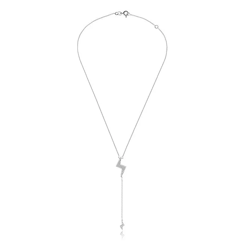 18k Gold Lightning Bolt Dangling Diamond Necklace