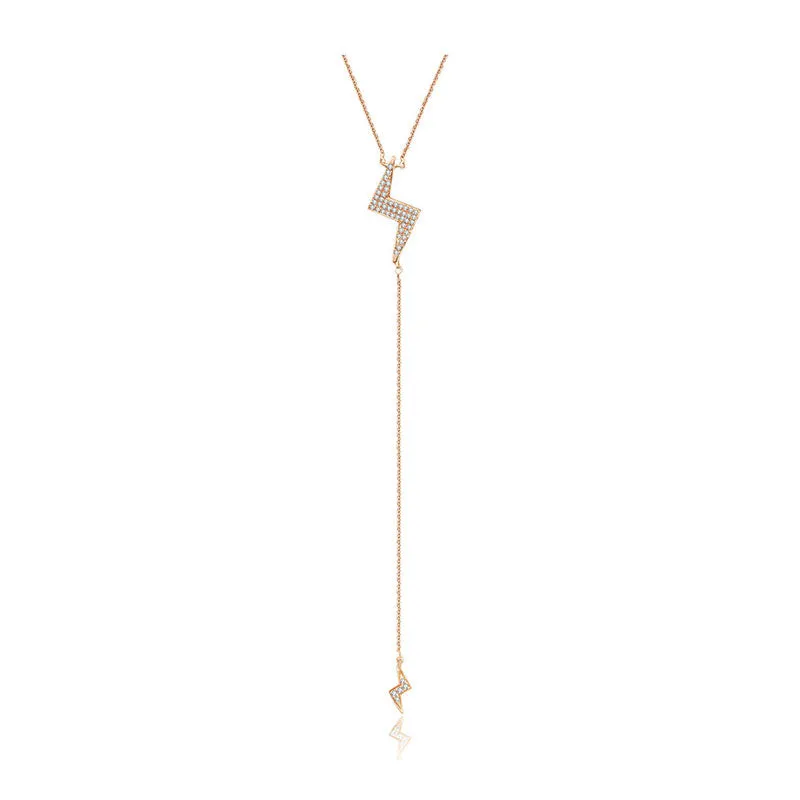 18k Gold Lightning Bolt Dangling Diamond Necklace