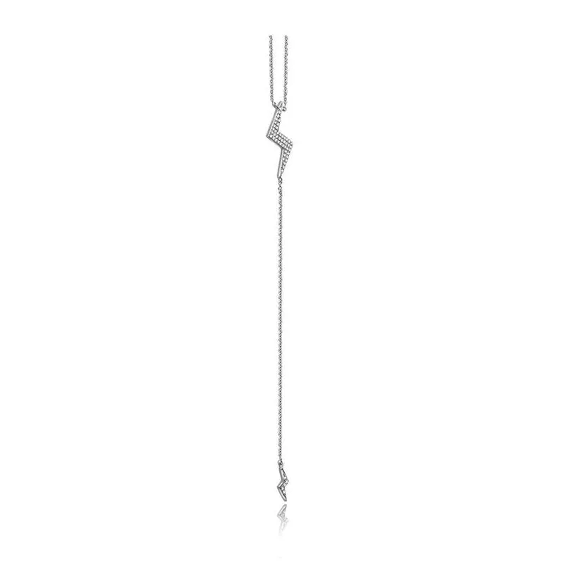 18k Gold Lightning Bolt Dangling Diamond Necklace