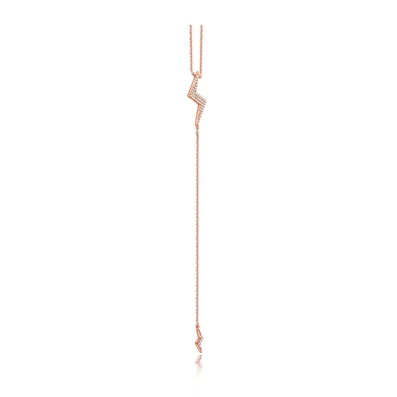 18k Gold Lightning Bolt Dangling Diamond Necklace