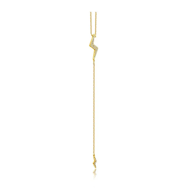 18k Gold Lightning Bolt Dangling Diamond Necklace