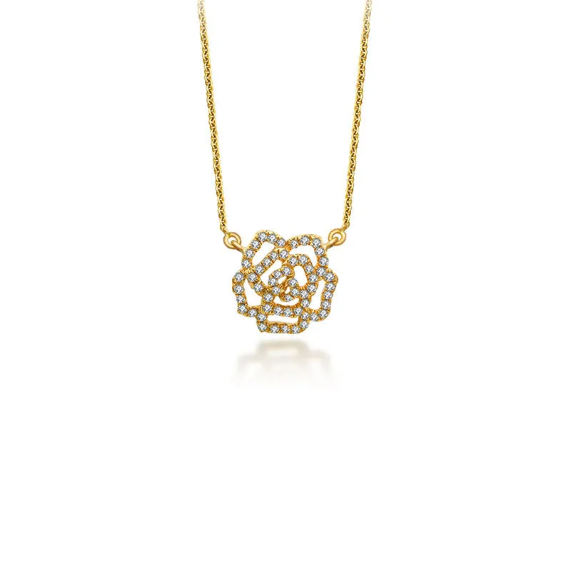 18k Gold Rose Diamond Necklace