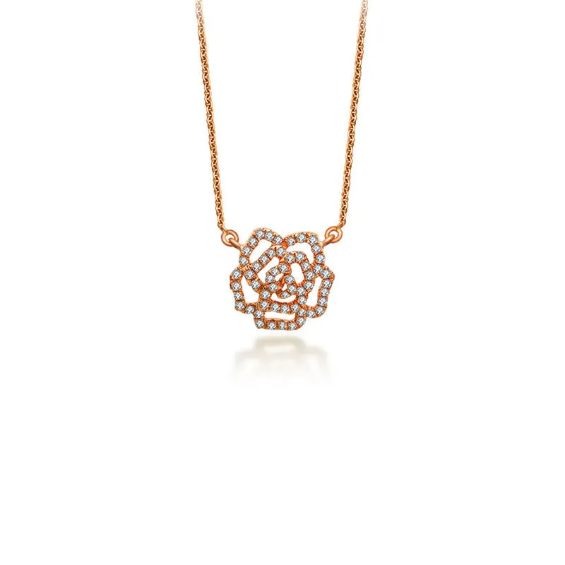 18k Gold Rose Diamond Necklace