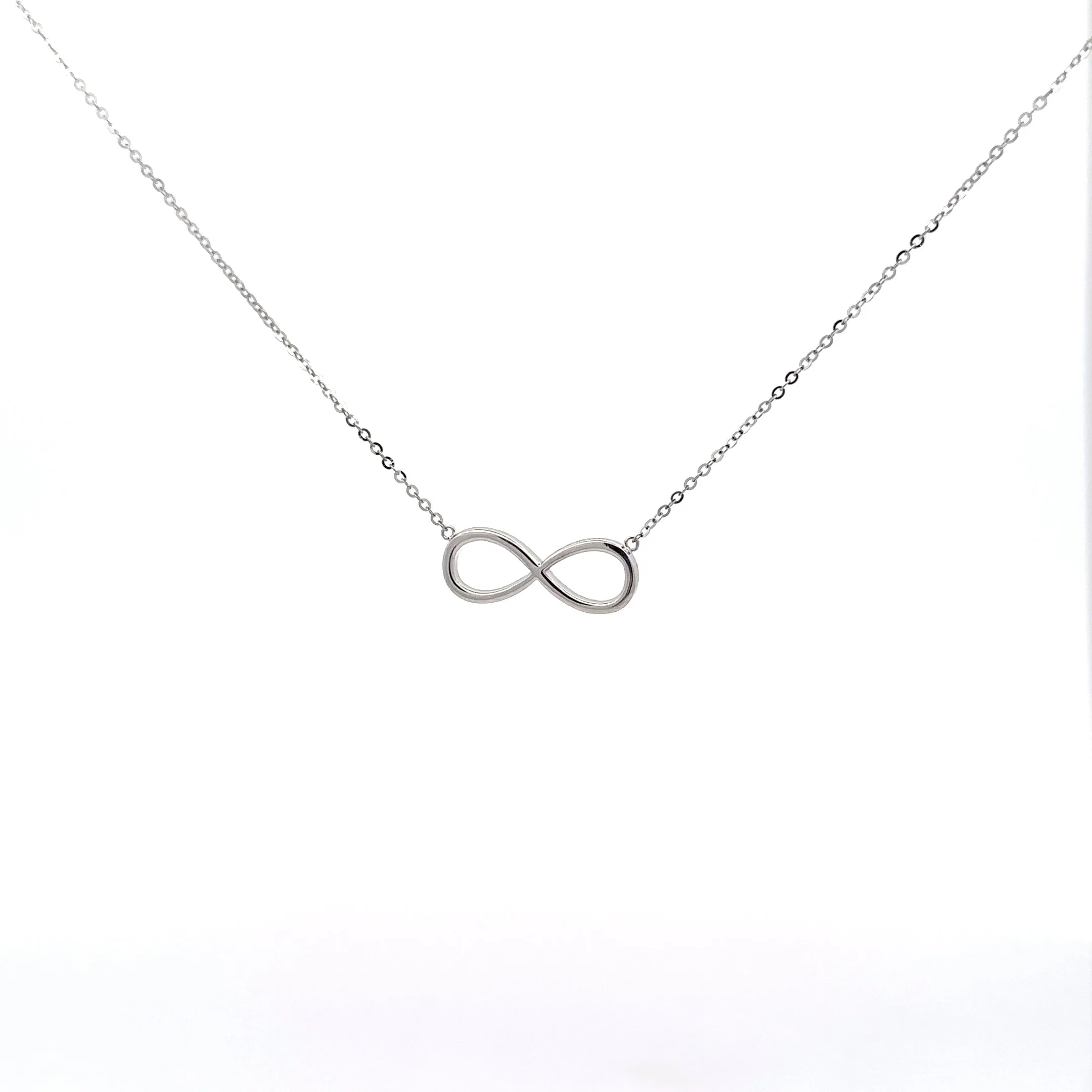 18K White Gold Infinity .0124 CTW Diamond Pendant Necklace