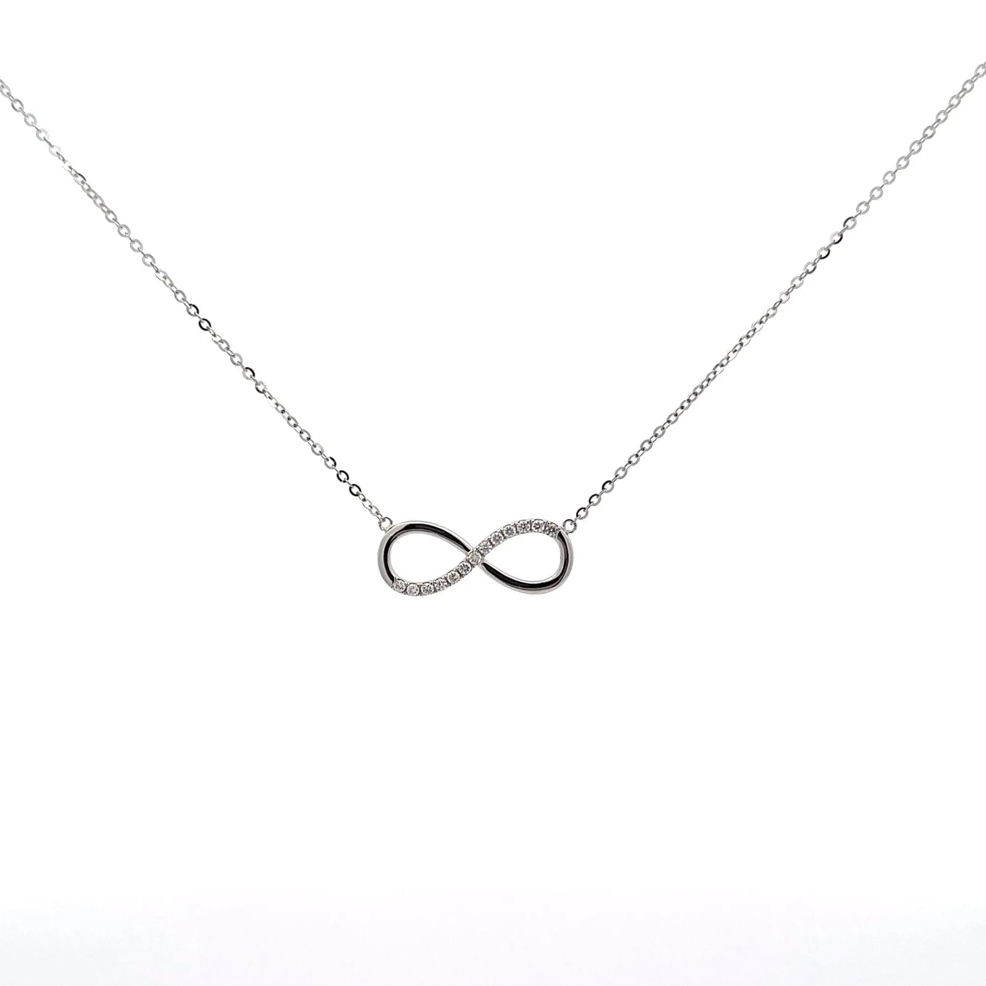 18K White Gold Infinity .0124 CTW Diamond Pendant Necklace