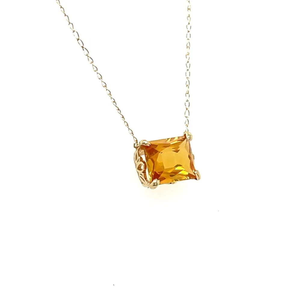 1.96 ct Radiant Cut Citrine Set 14k Yellow Gold Pendant Regard Jewelry Austin, Texas