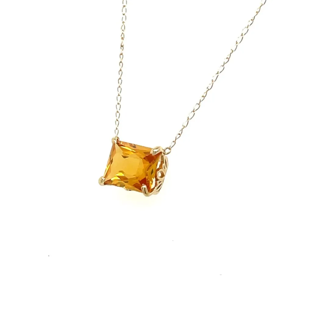 1.96 ct Radiant Cut Citrine Set 14k Yellow Gold Pendant Regard Jewelry Austin, Texas
