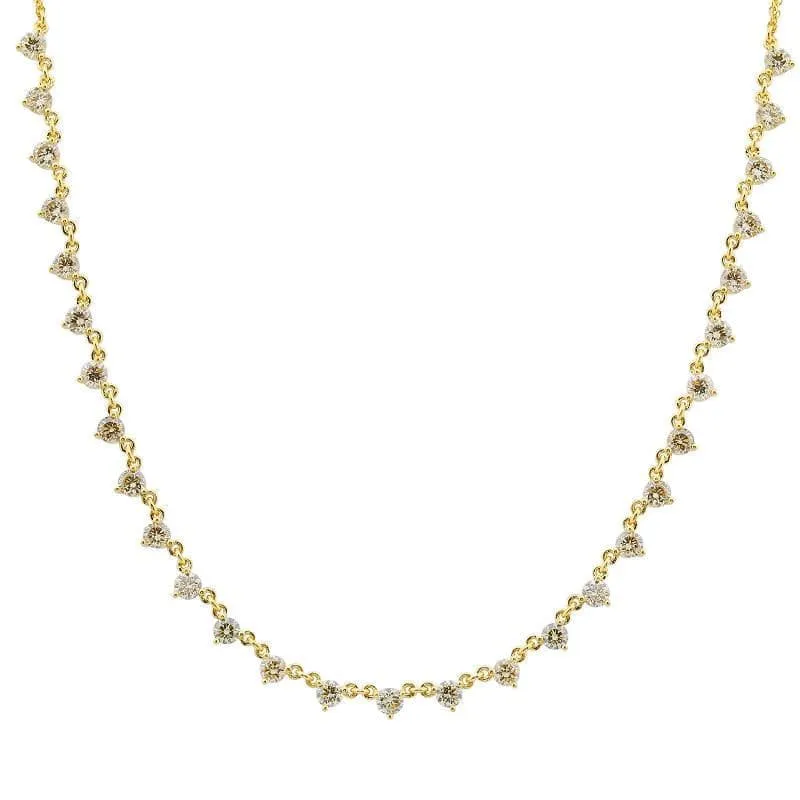 2 Carat 3-Prong Diamond Double Chain Diamond Necklace
