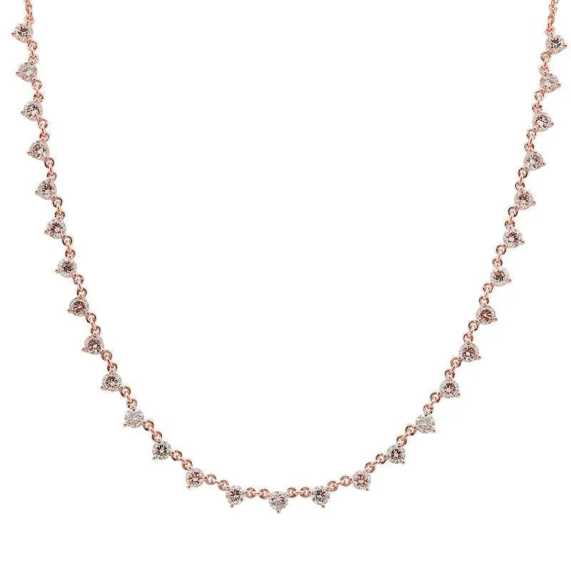 2 Carat 3-Prong Diamond Double Chain Diamond Necklace