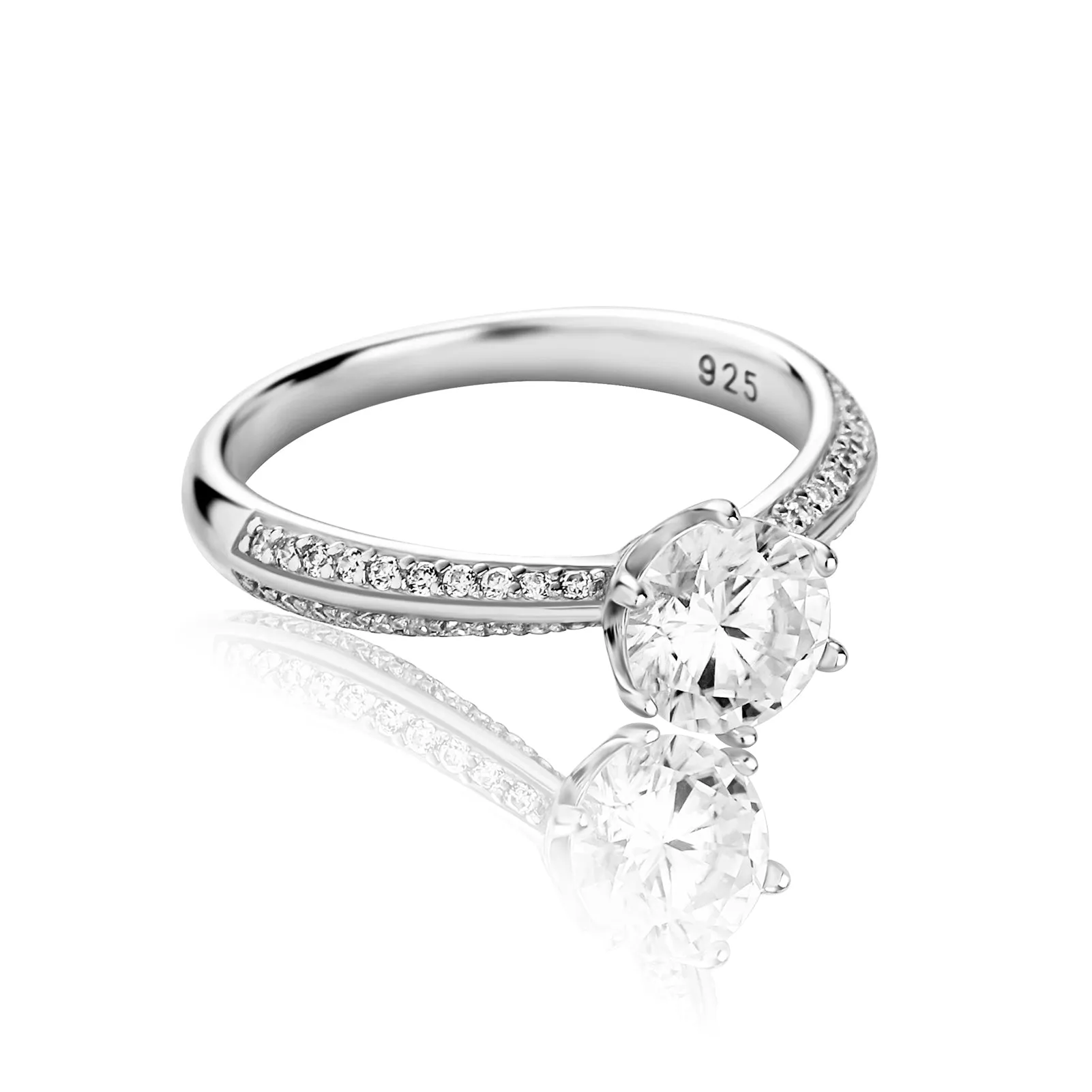 2 Row Accented Round Cut Moissanite Diamond Sterling Silver Ring in Yellow/White Gold