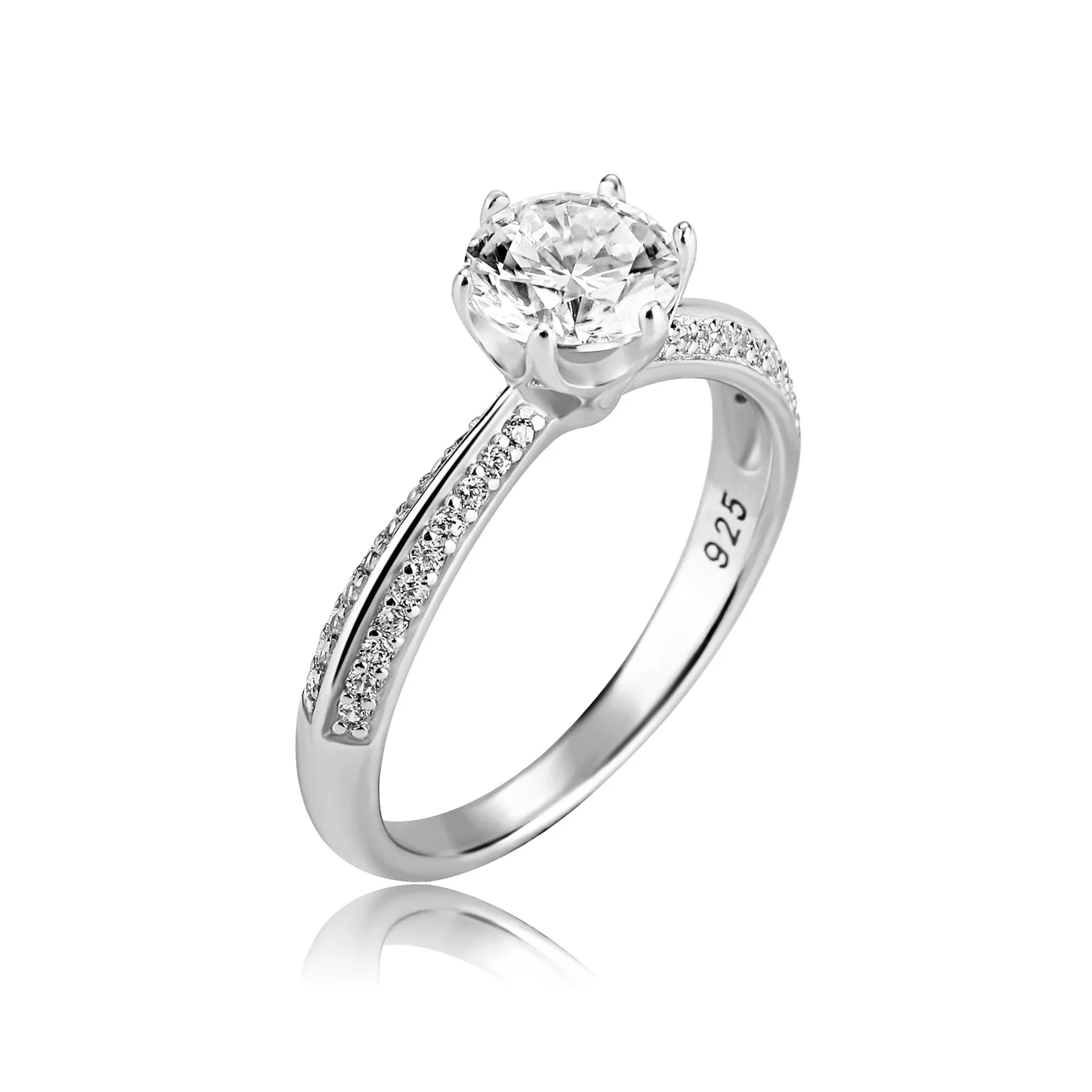 2 Row Accented Round Cut Moissanite Diamond Sterling Silver Ring in Yellow/White Gold