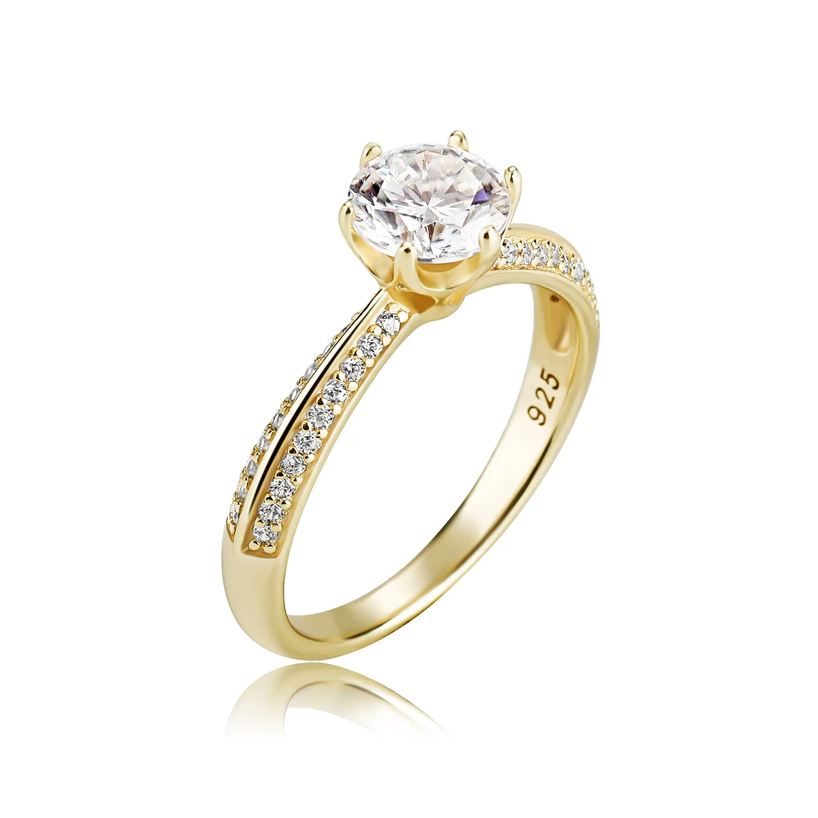 2 Row Accented Round Cut Moissanite Diamond Sterling Silver Ring in Yellow/White Gold