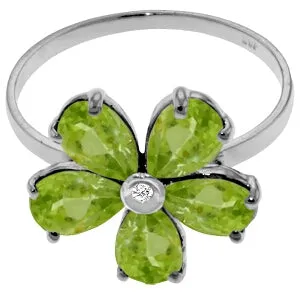 2.22 Carat 14K Solid White Gold Strive For Perfection Peridot Diamond Ring