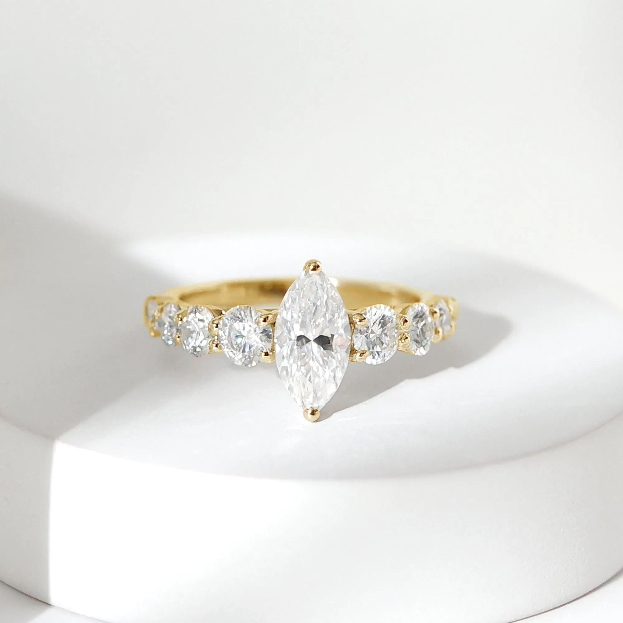2.5 Ct Marquise Moissanite Engagement Ring With Side Stones