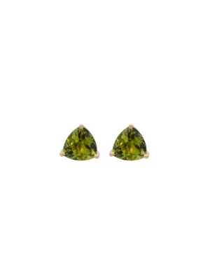 2.50ct Peridot 14K Gold Trillion Stud Earrings
