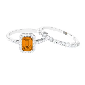 2.75 CT Natural Citrine and Moissanite Ring Set in Gold