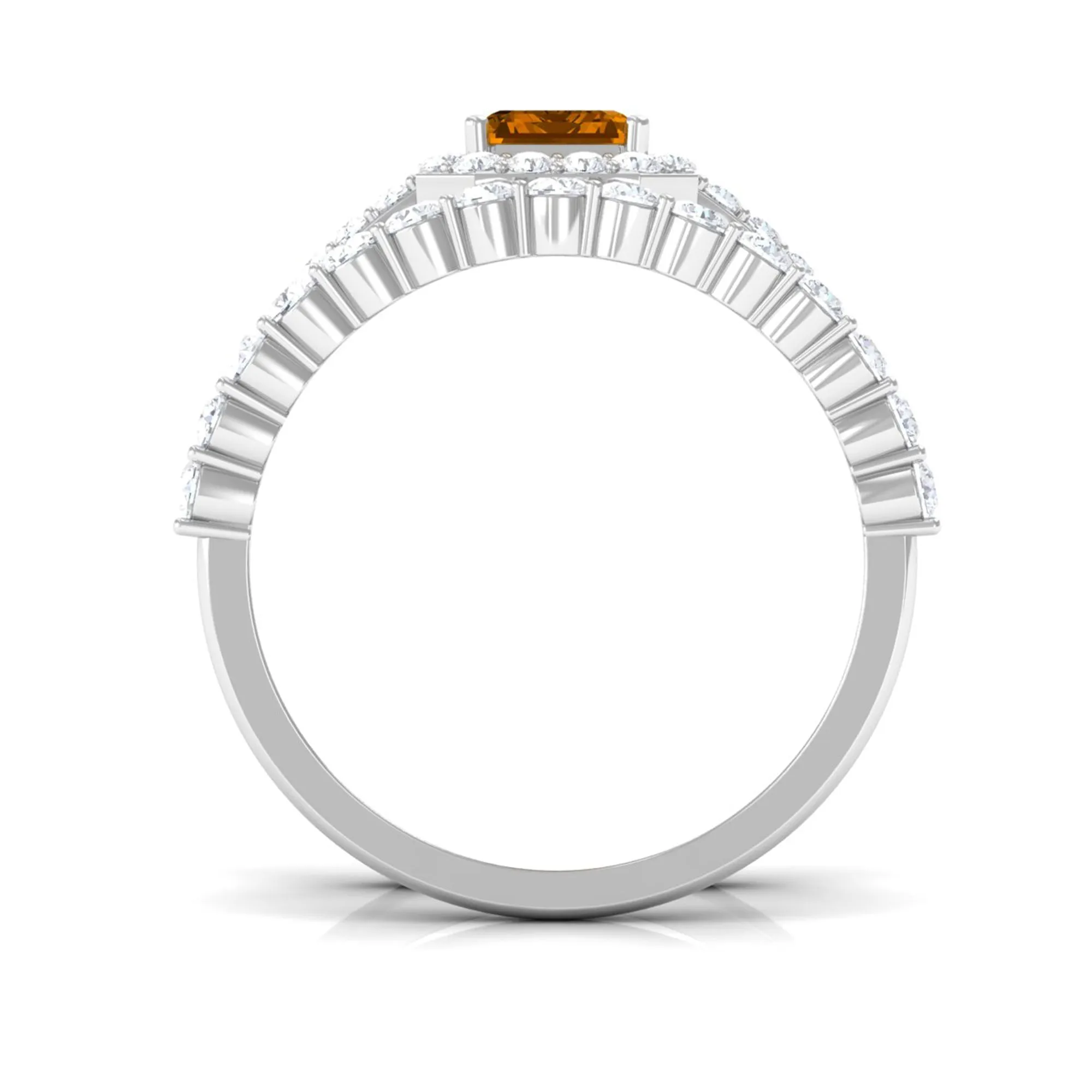 2.75 CT Natural Citrine and Moissanite Ring Set in Gold