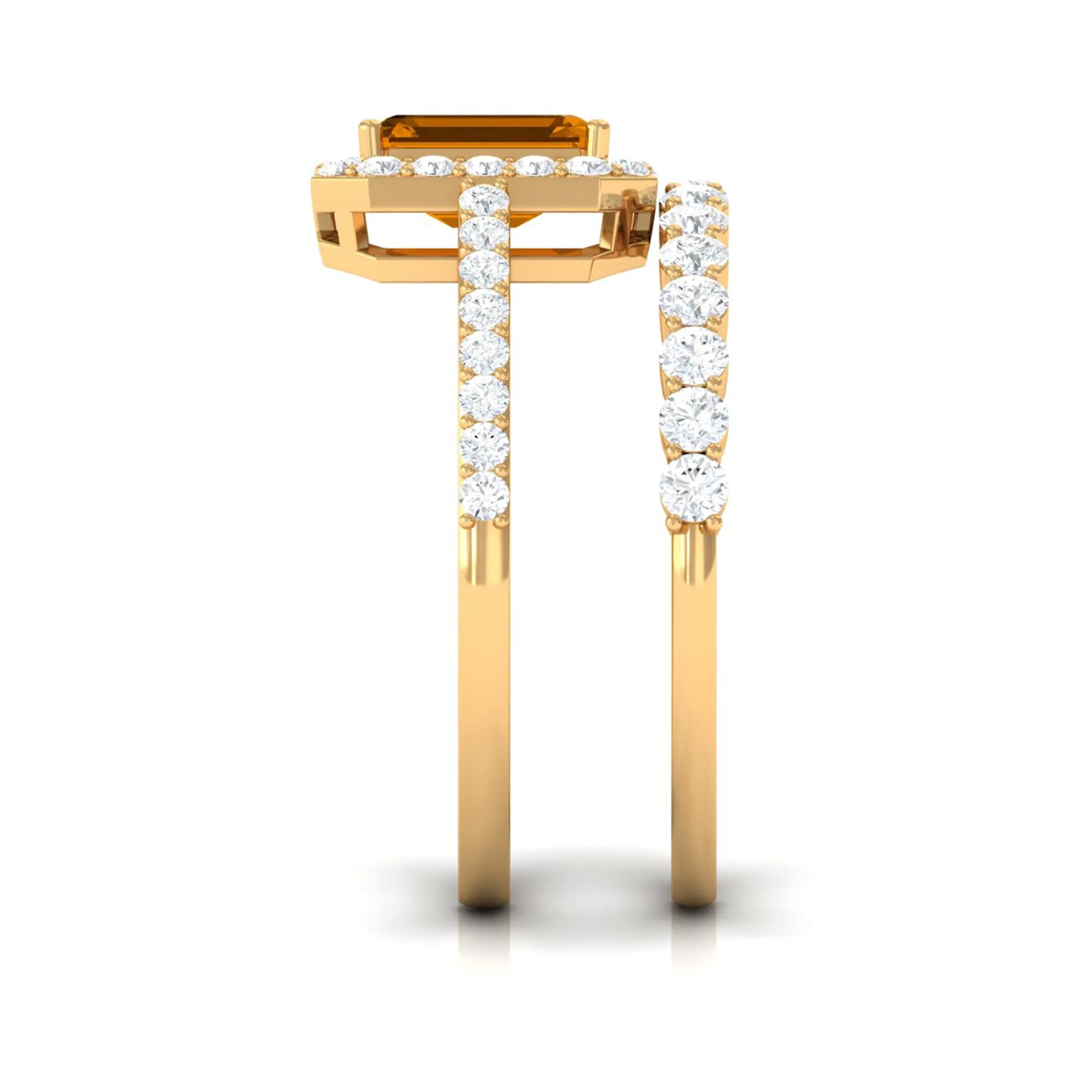 2.75 CT Natural Citrine and Moissanite Ring Set in Gold