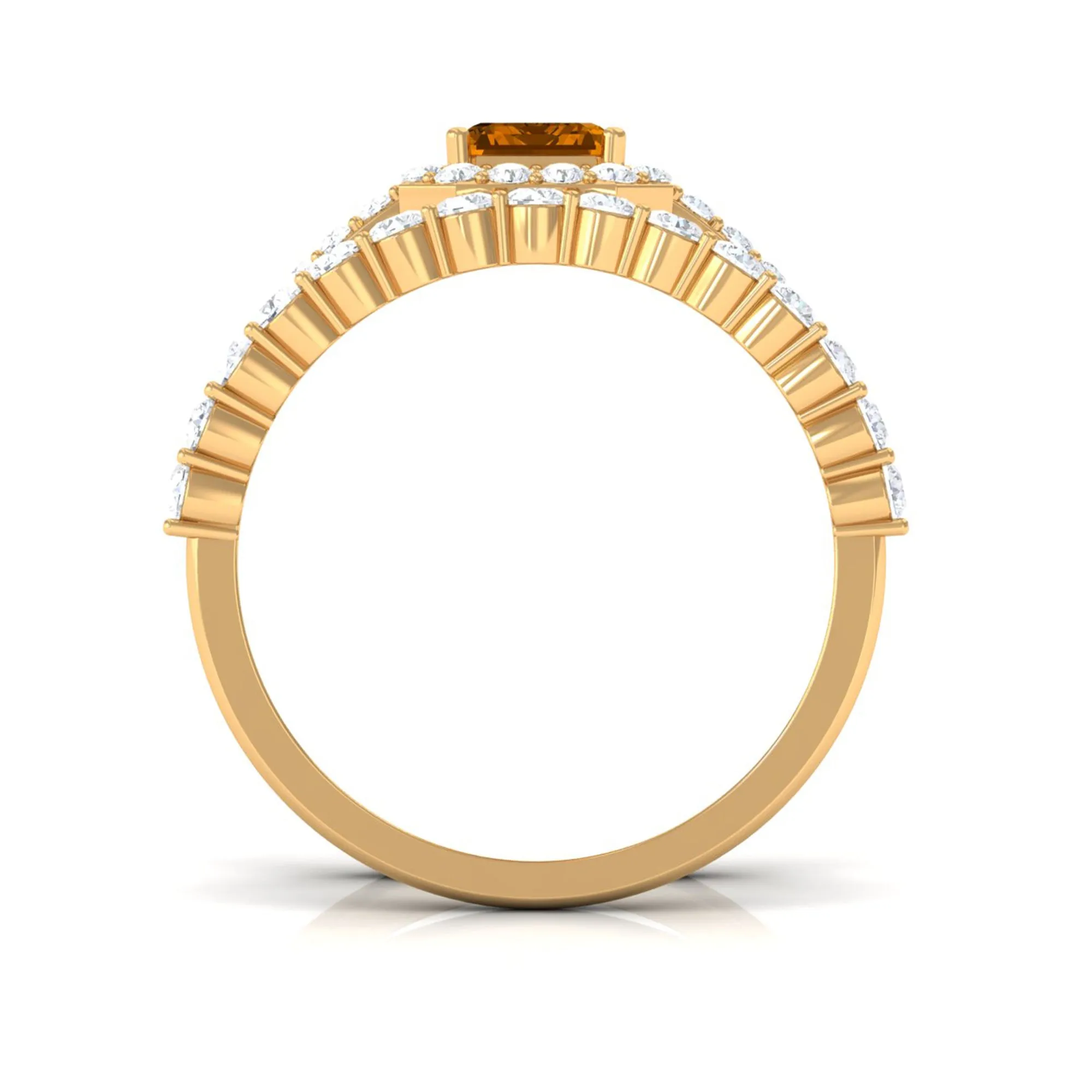 2.75 CT Natural Citrine and Moissanite Ring Set in Gold