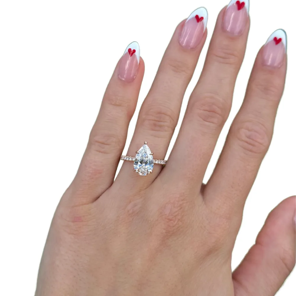 3.08 Carat Pear Lab Grown Diamond Engagement Ring | Engagement Ring Wednesday