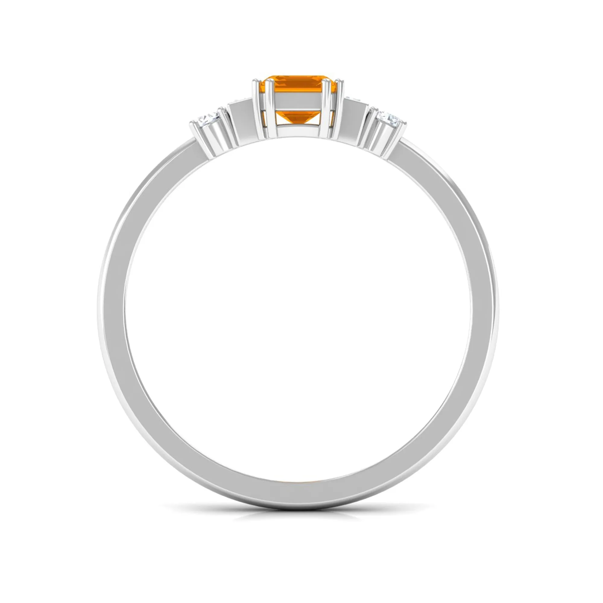 3/4 CT Fire Opal Solitaire Engagement Ring with Diamond