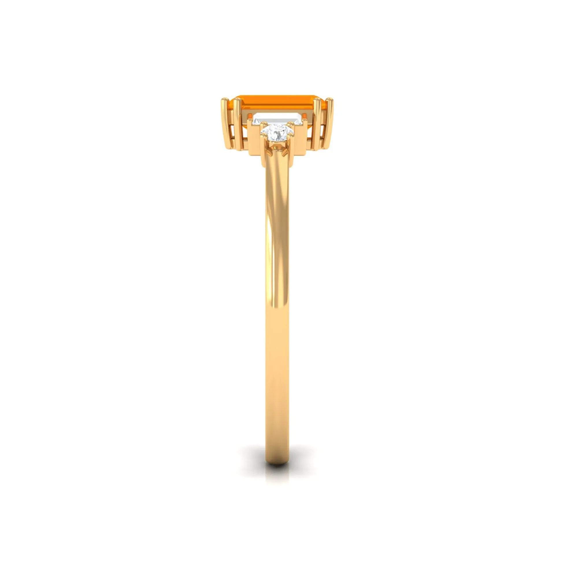 3/4 CT Fire Opal Solitaire Engagement Ring with Diamond