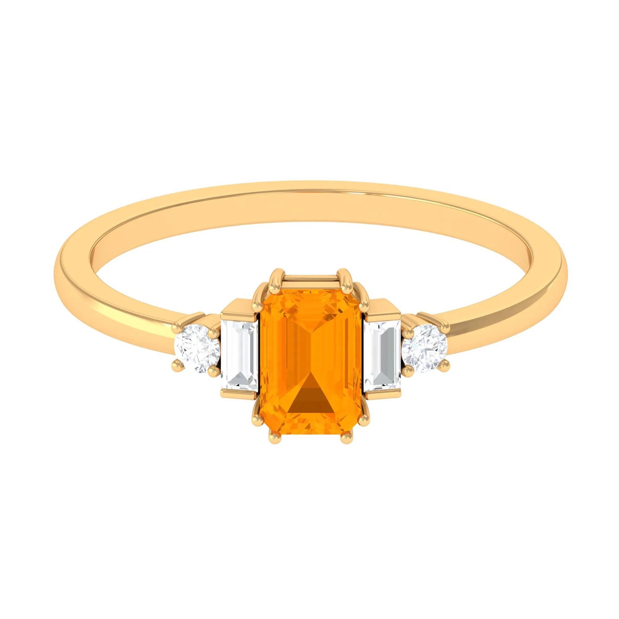 3/4 CT Fire Opal Solitaire Engagement Ring with Diamond