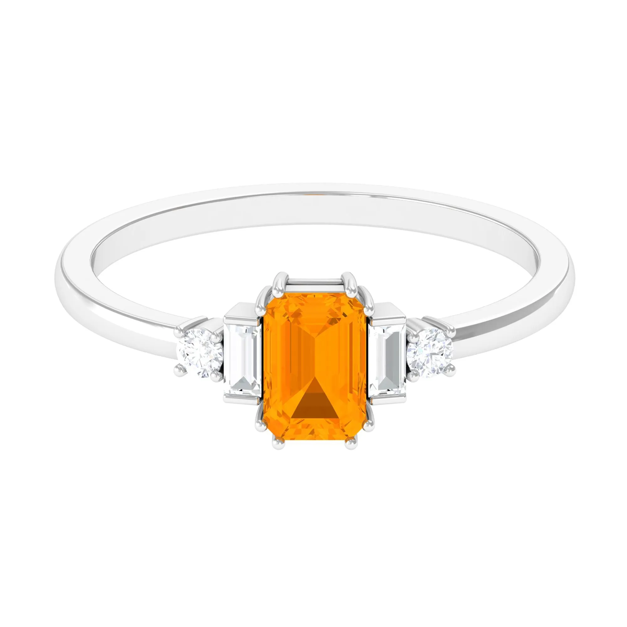 3/4 CT Fire Opal Solitaire Engagement Ring with Diamond