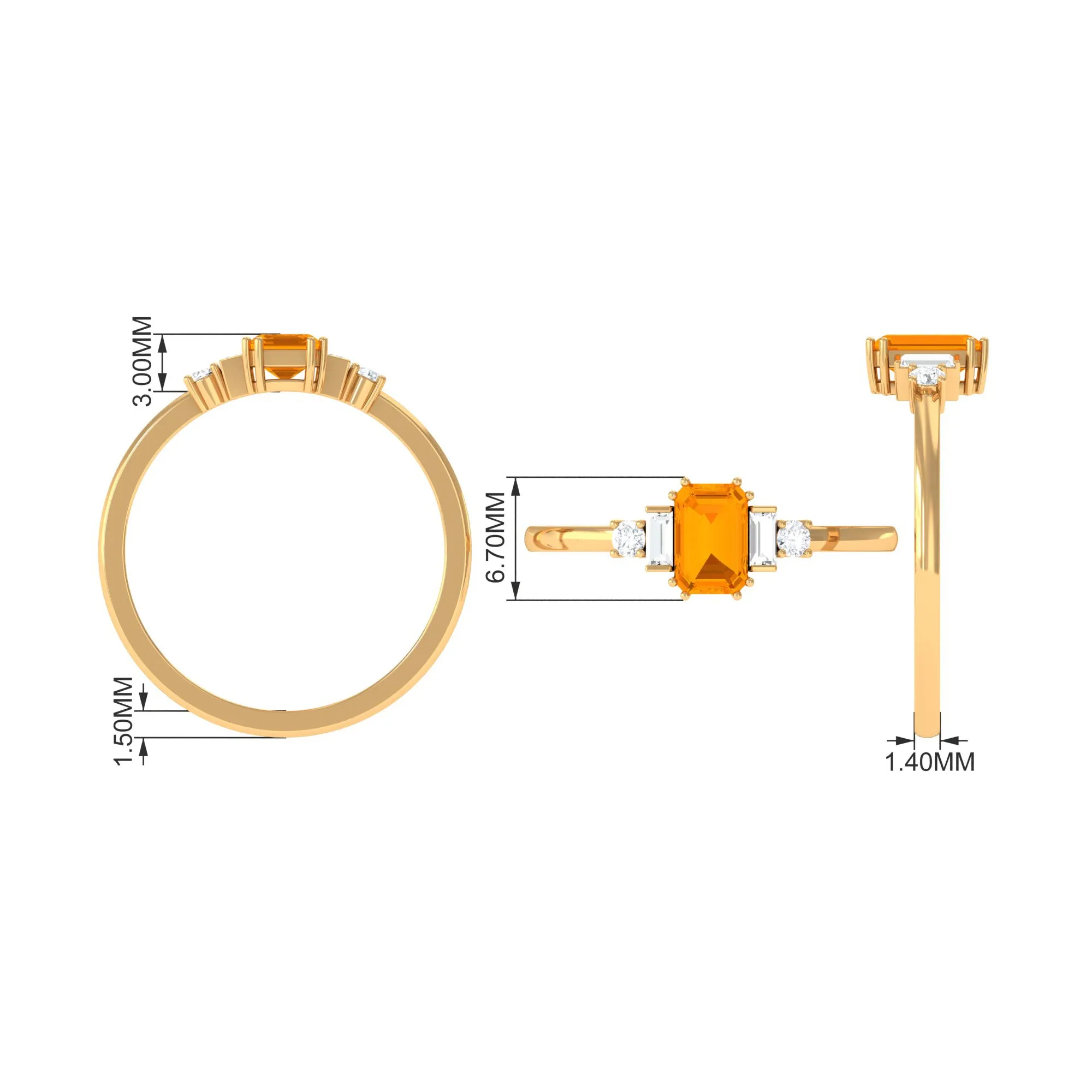 3/4 CT Fire Opal Solitaire Engagement Ring with Diamond