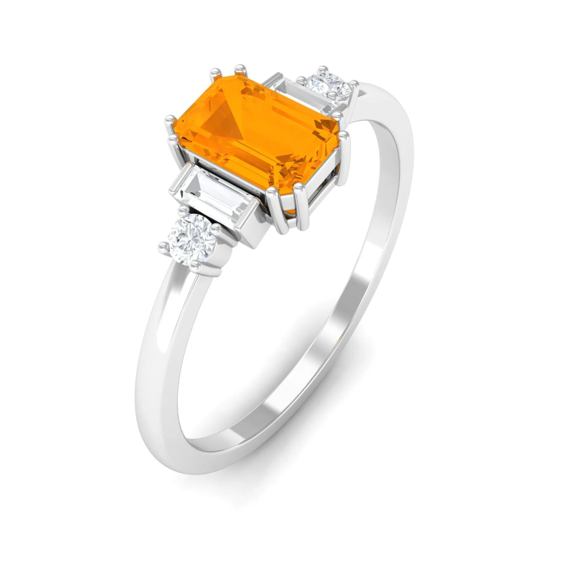 3/4 CT Fire Opal Solitaire Engagement Ring with Diamond
