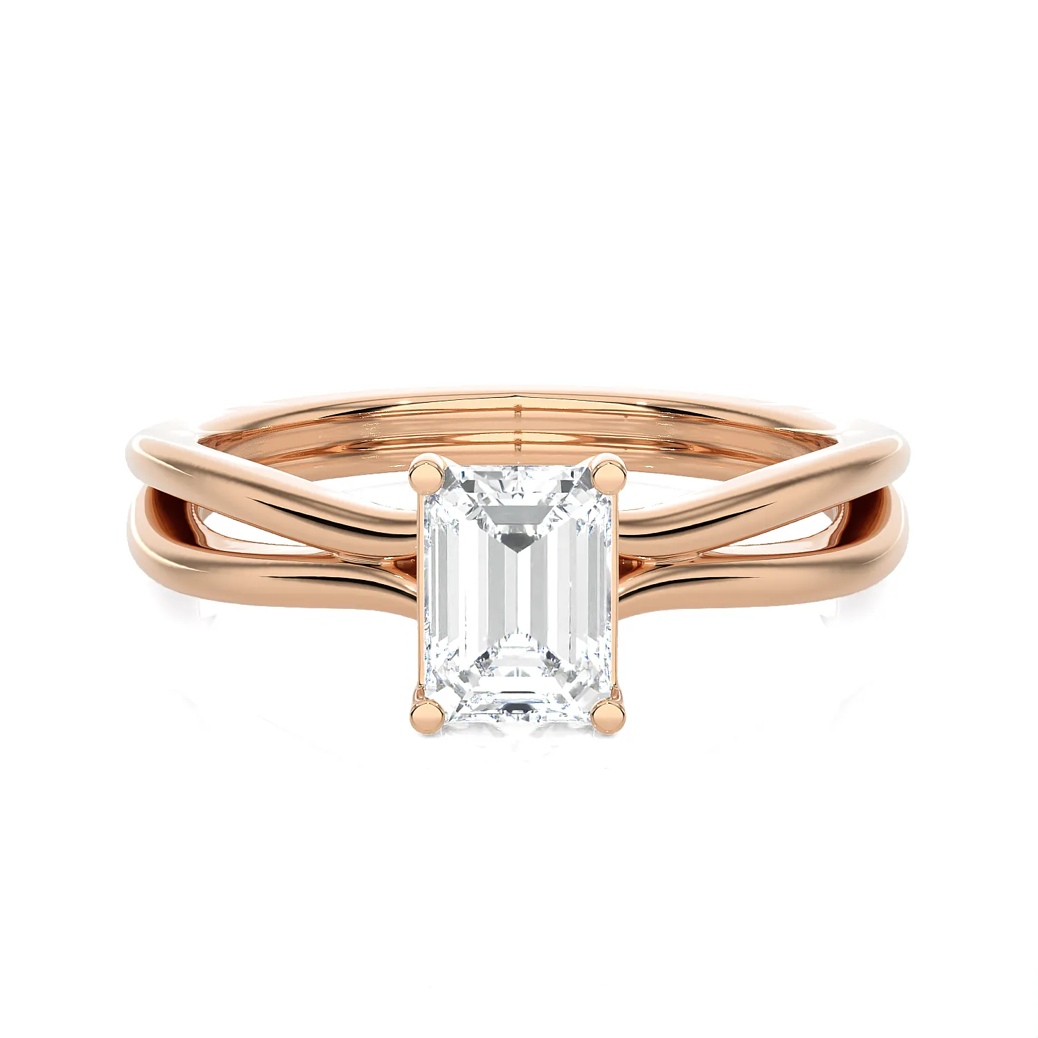 3/4 ctw Emerald-Cut Lab Grown Diamond Solitaire Engagement Ring