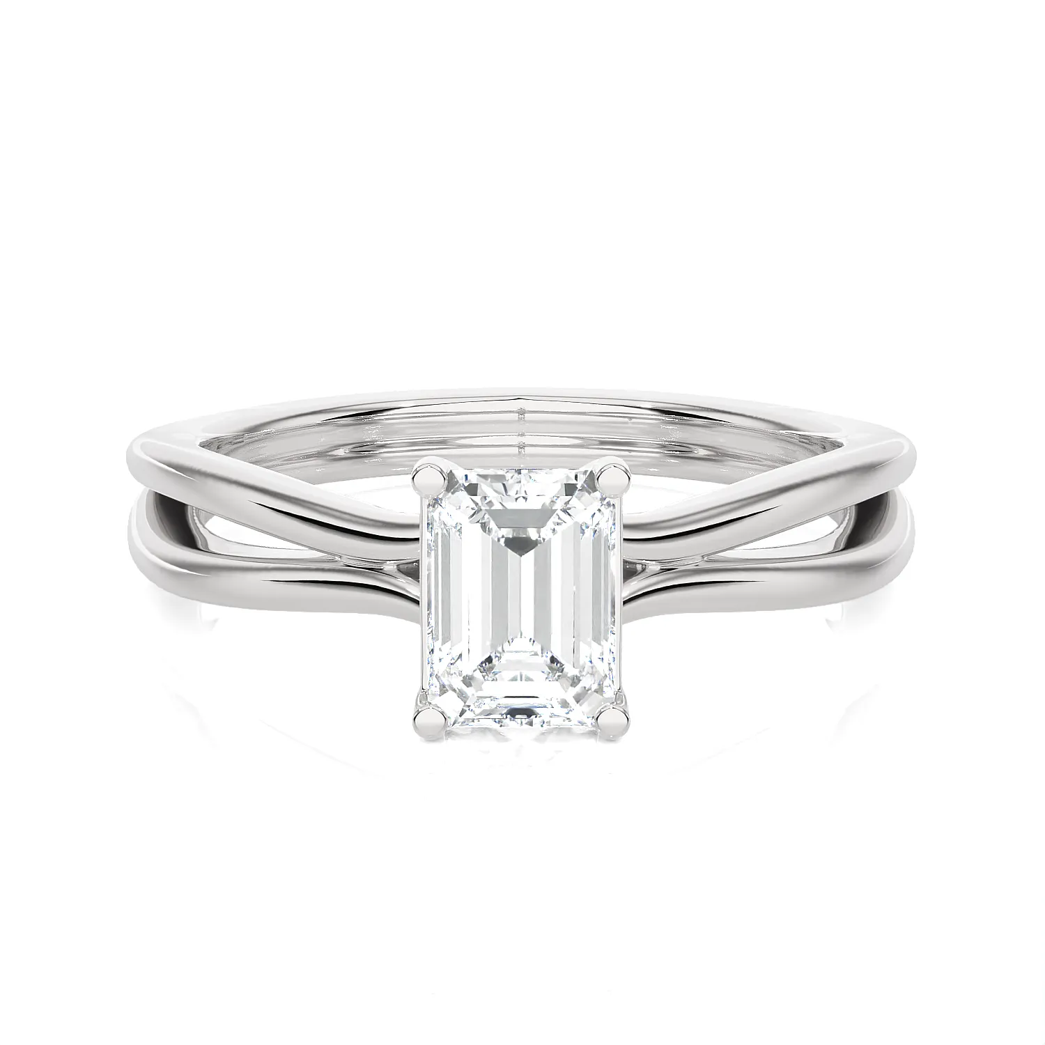 3/4 ctw Emerald-Cut Lab Grown Diamond Solitaire Engagement Ring