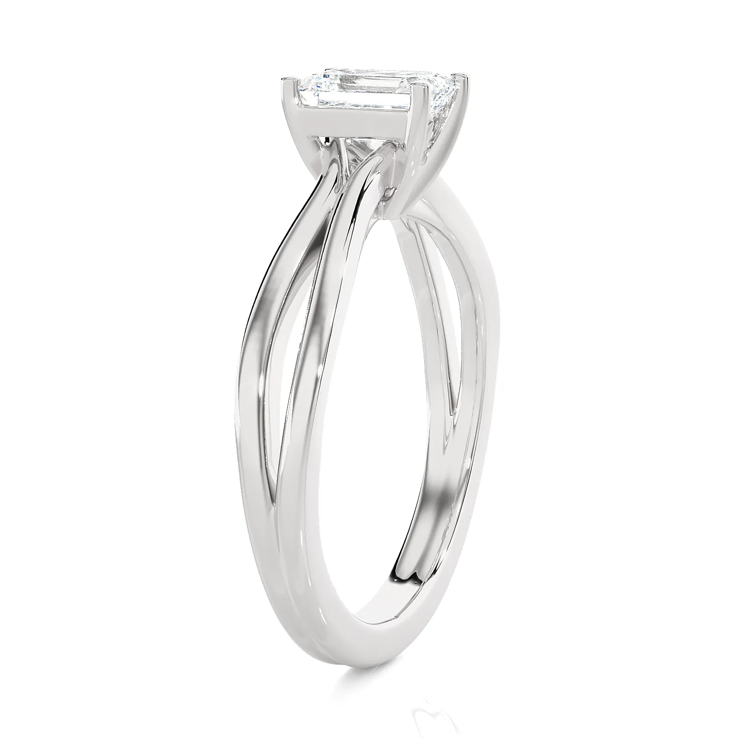 3/4 ctw Emerald-Cut Lab Grown Diamond Solitaire Engagement Ring