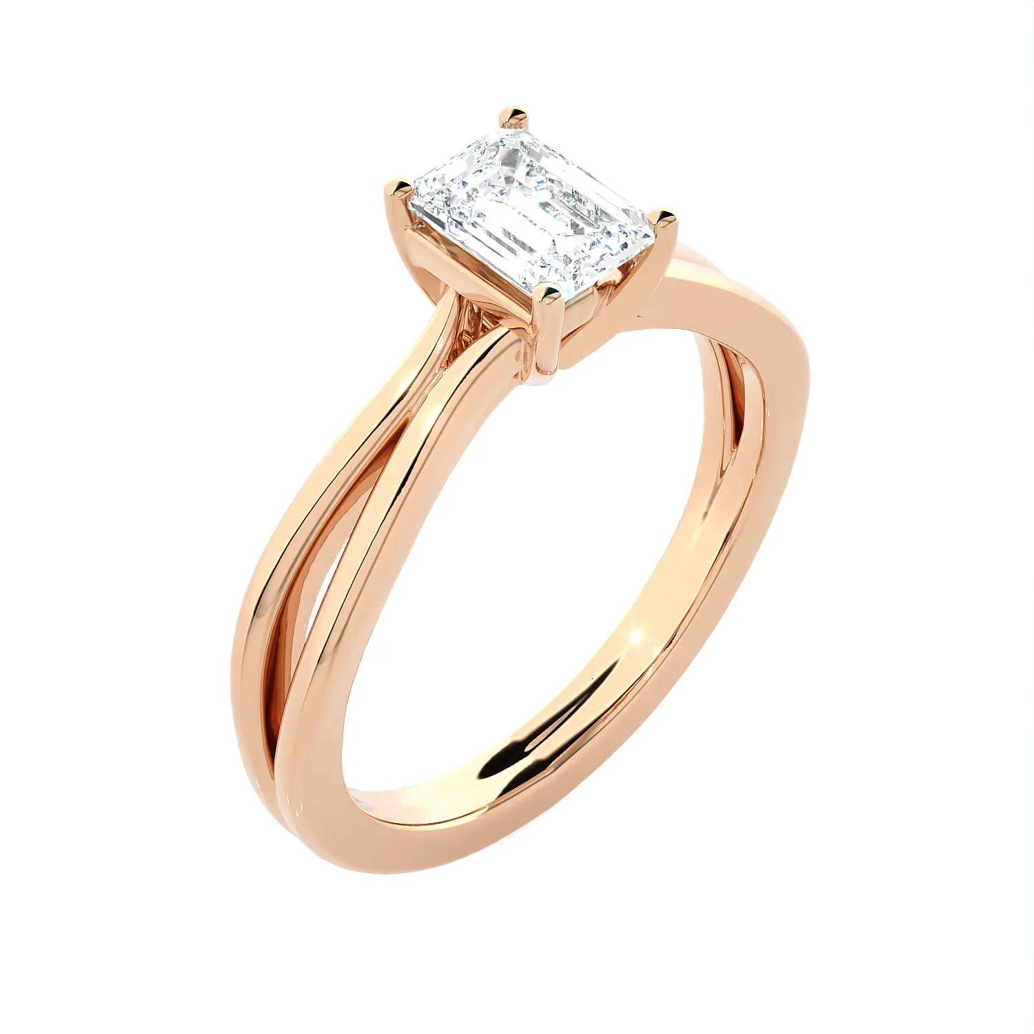 3/4 ctw Emerald-Cut Lab Grown Diamond Solitaire Engagement Ring