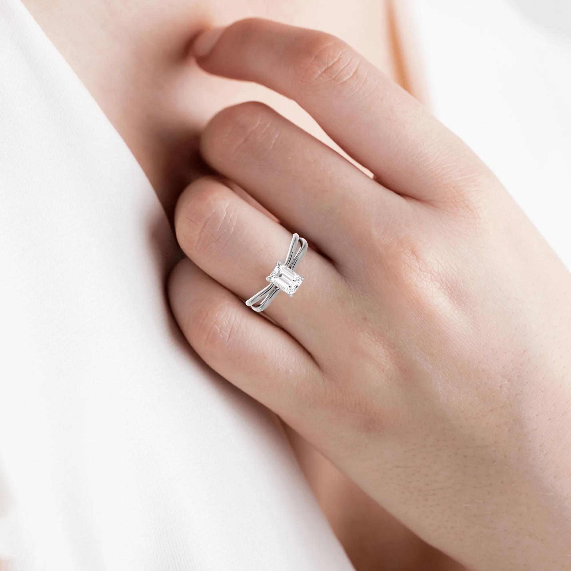 3/4 ctw Emerald-Cut Lab Grown Diamond Solitaire Engagement Ring