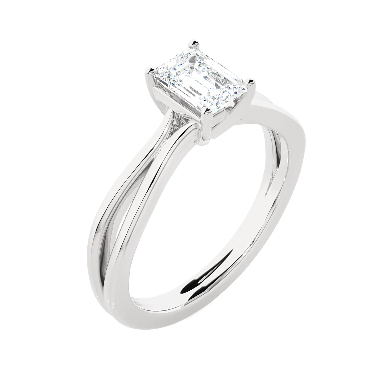 3/4 ctw Emerald-Cut Lab Grown Diamond Solitaire Engagement Ring