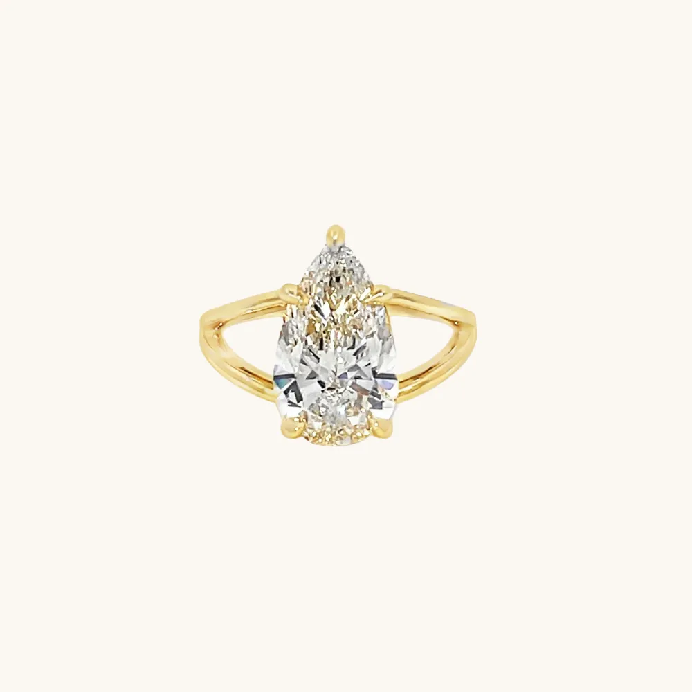 3.91 Pear Lab Diamond Split Shank Engagement Ring | Engagement Ring Wednesday