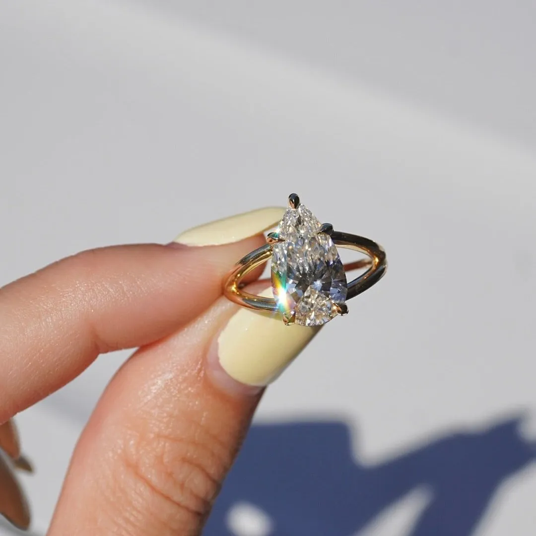 3.91 Pear Lab Diamond Split Shank Engagement Ring | Engagement Ring Wednesday