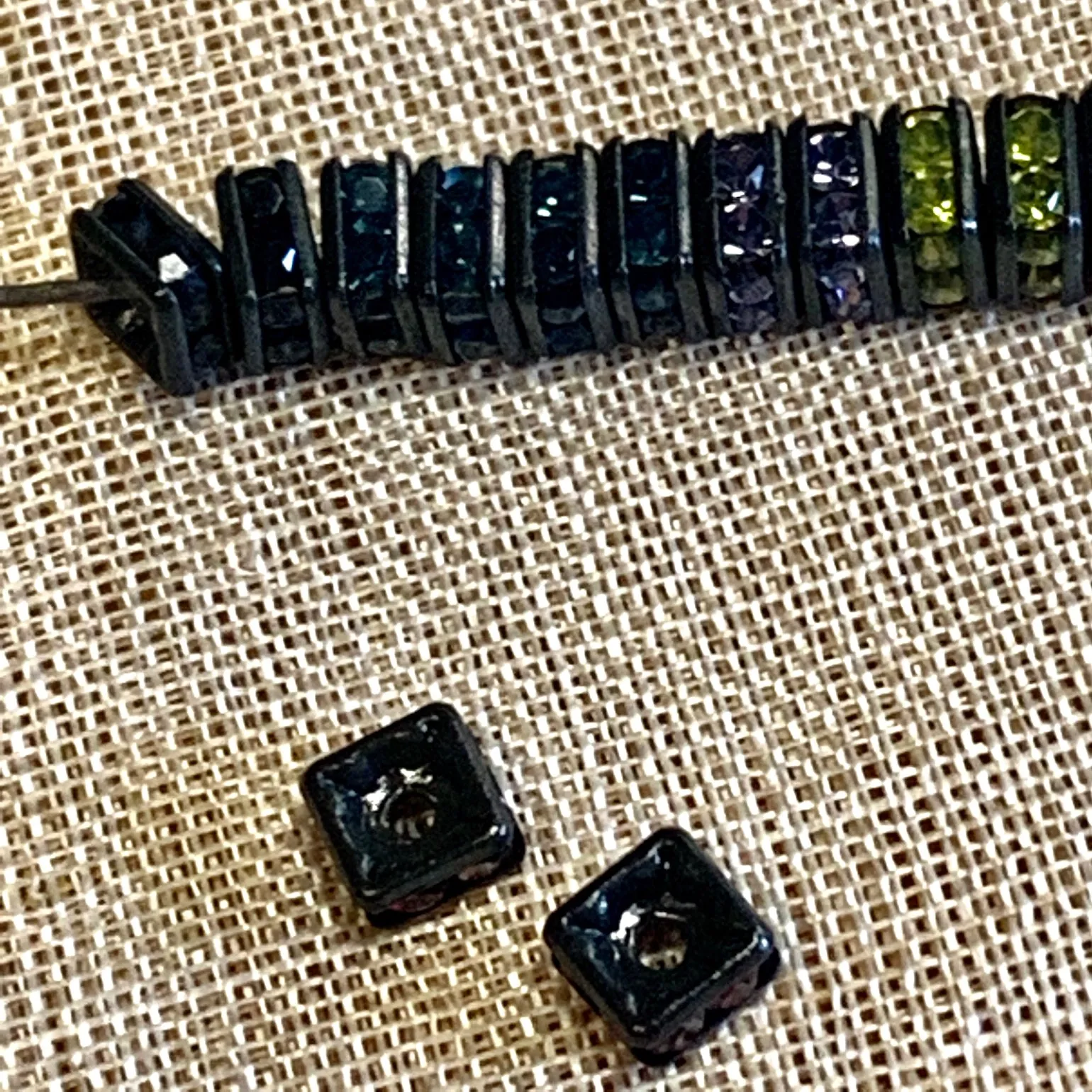 4mm Square Rhinestone Rondelles, 10 Pair